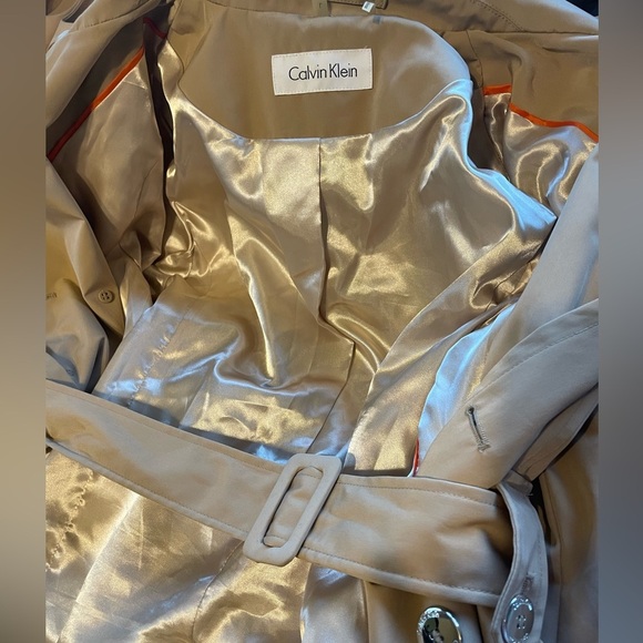 Calvin Klein Belted Double Breasted Trench Coat, Rain Coat in Natural, Large - Picture 15 of 15